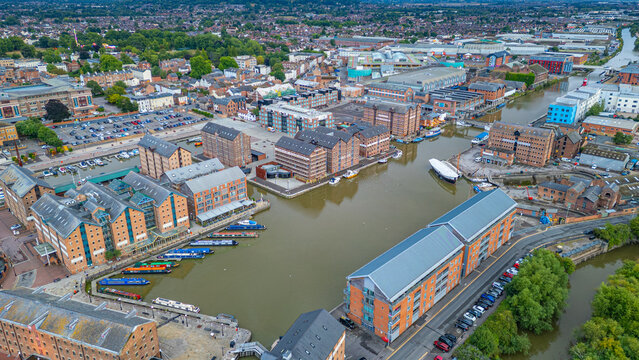 Panorama view of Gloucester docks in England