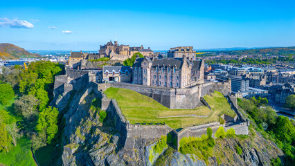 Aerial view of Edinburgh castle in Scotland © dudlajzov