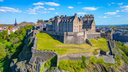Aerial view of Edinburgh castle in Scotland © dudlajzov