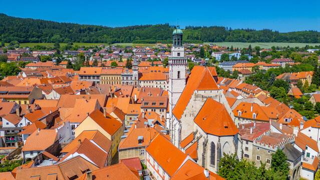 Panorama view of city center of Prachatice, Czech republic