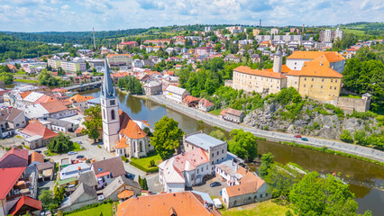 Naklejka premium Summer day at Ledec nad Sazavou palace and saint peter and paul