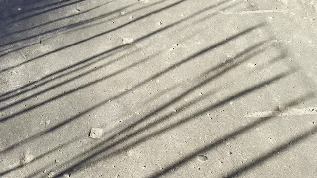 moving shadow on asphalt from hanging ribbons in sunny weather
