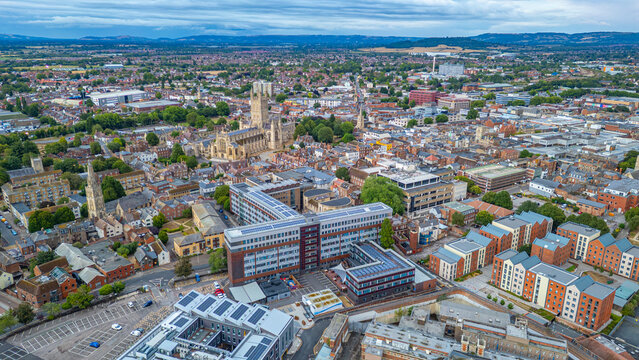 Panorama view of Gloucester cathedral in England