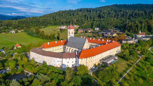 View of Saint George's Abbey at L??ngsee in Austria