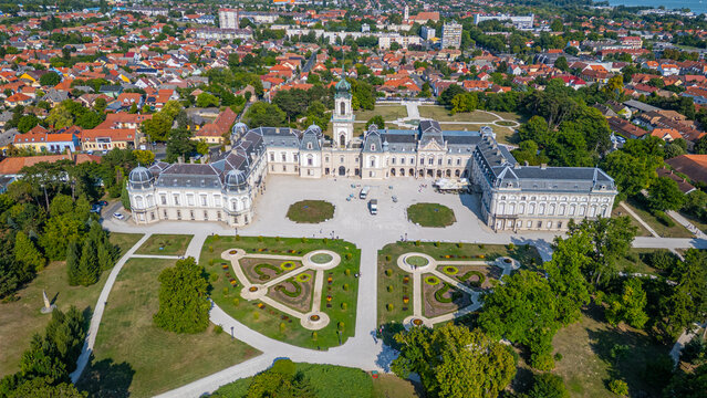 Panorama view of Festetics Palace at Keszthely in Hungary during
