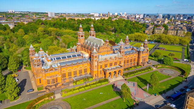 Panorama view of Kelvingrove Art Gallery and Museum in Glasgow,