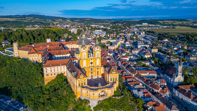 Panorama view of Melk abbey in Austria