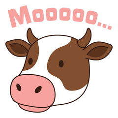 Fototapeta premium Cartoon illustration of cute brown cow head with pink snout depicting friendly farm animal for agriculture design