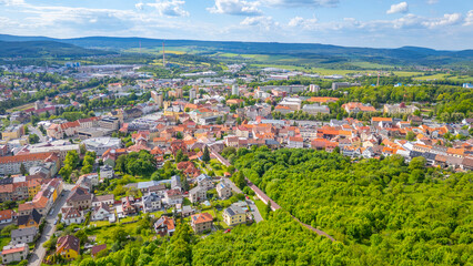 Fototapeta premium Panorama view of Pribram in Czech republic