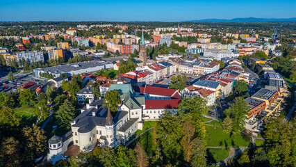 Fototapeta premium Panorama view of the old town of Frydek-Mistek in Czech republic
