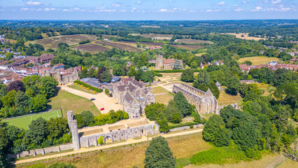Battle abbey in England during a sunny day