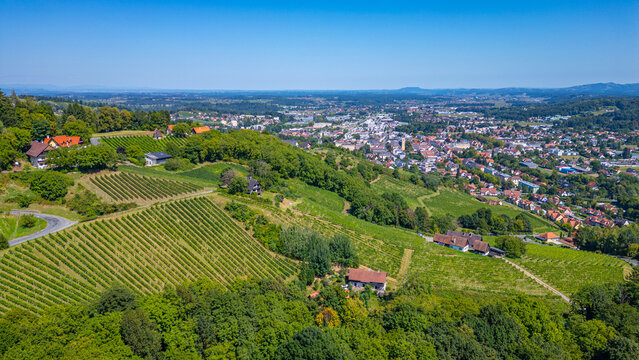 Panorama view of Deutschlandsberg town in Austria