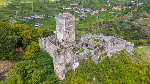 Ruins of Hinterhaus castle in Austria during a sunny day