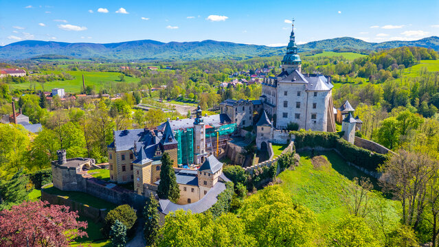 Panorama of Frydlant castle during a sunny day, Czech republic