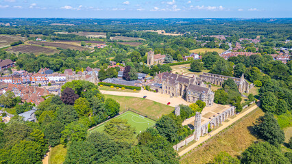 Battle abbey in England during a sunny day