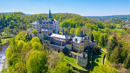 Panorama of Frydlant castle during a sunny day, Czech republic © dudlajzov
