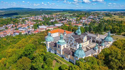 Obraz premium Panorama view of Svata Hora pilgrimage site near Pribram, Czech