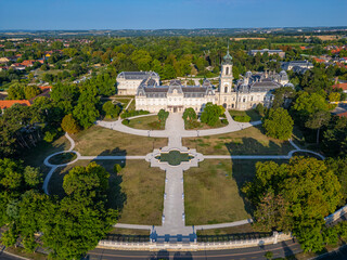 Obraz premium Panorama view of Festetics Palace at Keszthely in Hungary during