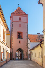 Obraz premium Red gate in Horazdovice, Czech republic