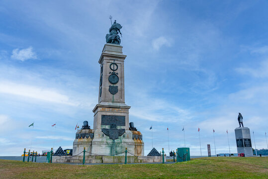 Sunset view of Plymouth Naval Memorial at Hoe park in Plymouth,