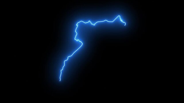 Isolated Ugandan Map Blue Neon Glowing Outline Drawing Stroke Animation