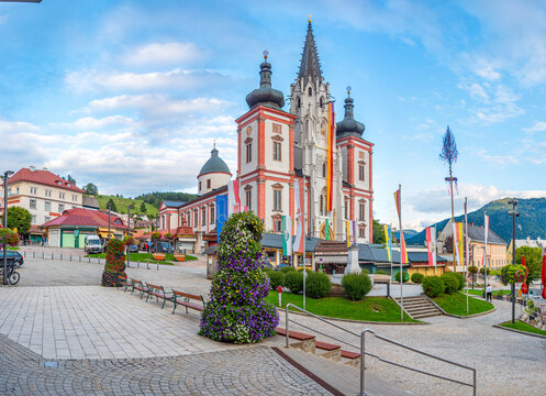 Mariazell basilica during a sunny day in Austria