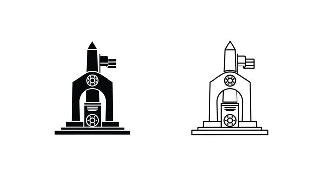 Set of 2 rocket launchpad icons vector