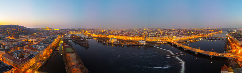 Obraz premium Sunset aerial view of Prague, Czech republic