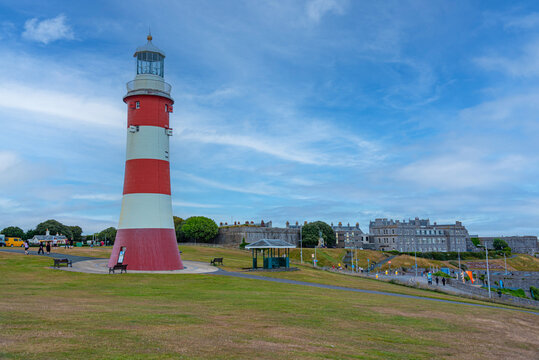 Sunset view of Smeaton's Tower In Plymouth, England