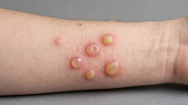 Close up of Human Forearm with Multiple Papules Skin Detail