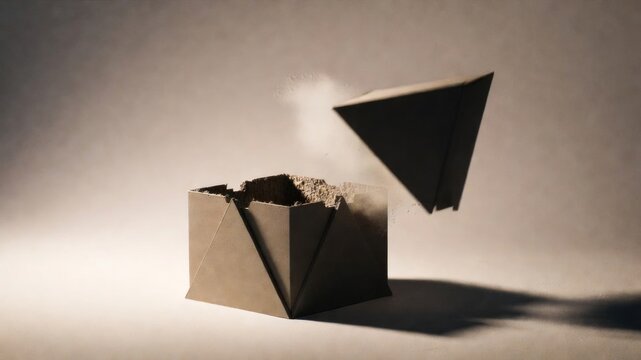 Conceptual Paper Plane Emerging from Box Representing Problem and Solution