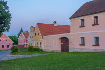 Obraz premium Sunset view of traditional south Bohemian village Holasovice, Cz