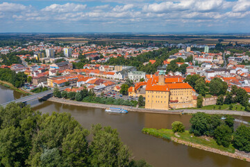 Fototapeta premium Panorama view of Podebrady in Czech republic