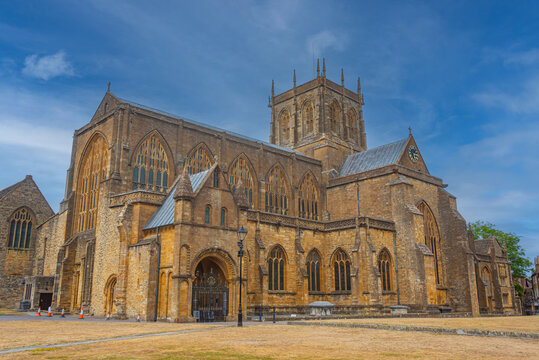 View of Sherborne abbey in England