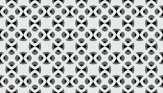 Sophisticated monochrome geometric pattern with abstract circular interlocking motifs