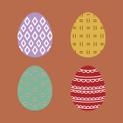 Fototapeta premium Four Decorated Easter Eggs with Patterns.