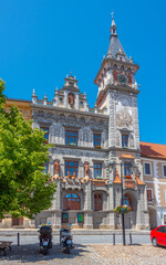 Obraz premium Town hall at Velke namesti in Prachatice, Czech republic