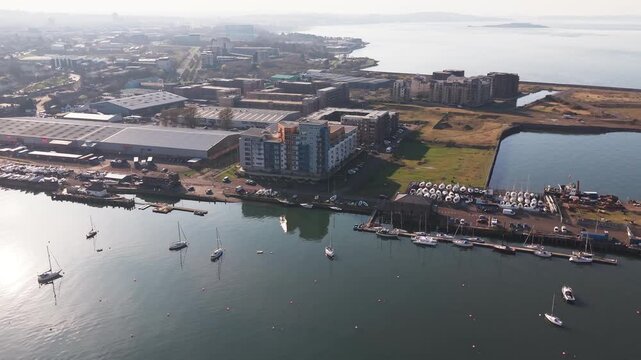 Modern residential housing development and urban landscape at Granton Waterfront in Edinburgh, Scotland