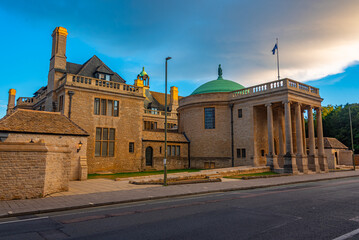 Sunset view of Rhodes house at Oxford, England