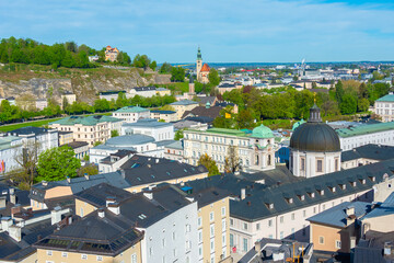 Fototapeta premium Aerial view of Salzburg and Mirabell palace, Austria