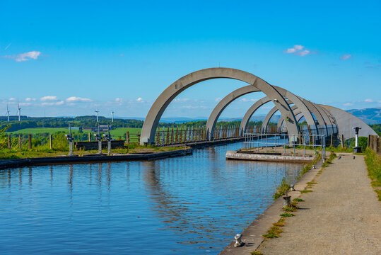 Summer day at the Falkirk wheel in Scotland