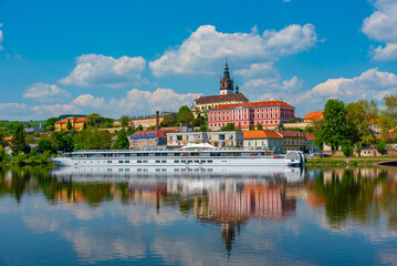 Fototapeta premium Riverside of Labe at Litomerice, Czech republic