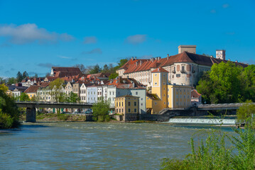 Fototapeta premium Panorama view of Austrian town Steyr