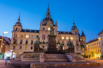 Naklejka premium Sunrise view of the town hall in graz, Austria