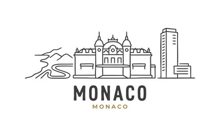 Obraz premium Stylized minimalist line drawing of the grand architecture and modern skyscraper in Monaco capturing the essence of luxury and