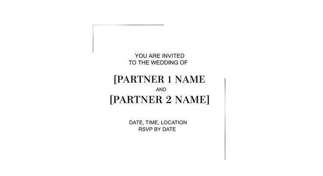 Wedding Invitation Template for Two Partners with Date, Time, and Location Details