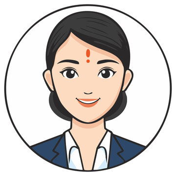 Friendly East Asian Woman with Traditional Bindi Dot Wearing a Suit