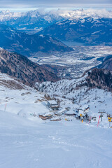 Obraz premium Panorama view of Kaprun ski resort in Austria