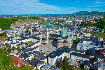 Obraz premium Panorama view of Salzburg from Hohensalzburg fortress, Austria