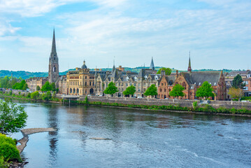 Obraz premium Aerial view of Scottish city Perth